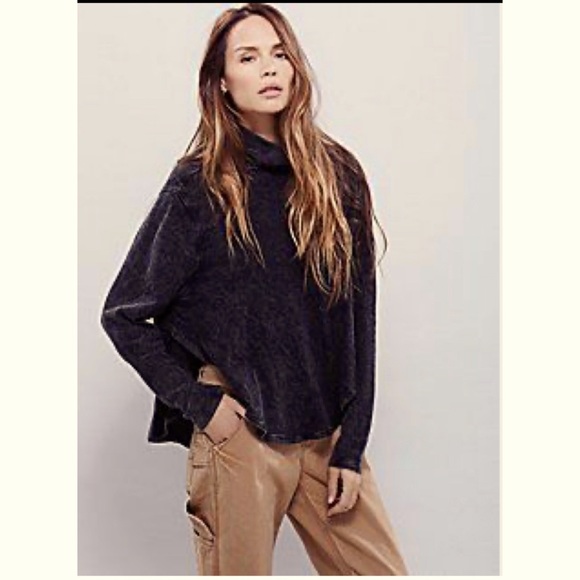 Free People New Romantics acid wash black top - Picture 1 of 7